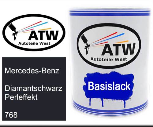 Mercedes-Benz, Diamantschwarz Perleffekt, 768: 1L Lackdose, von ATW Autoteile West.